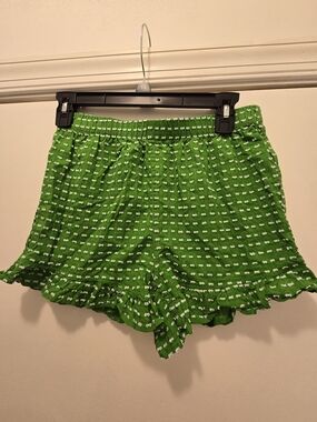kate spade Green Ruffle Hem Girls' Shorts with White Dot Pattern Kids Xl